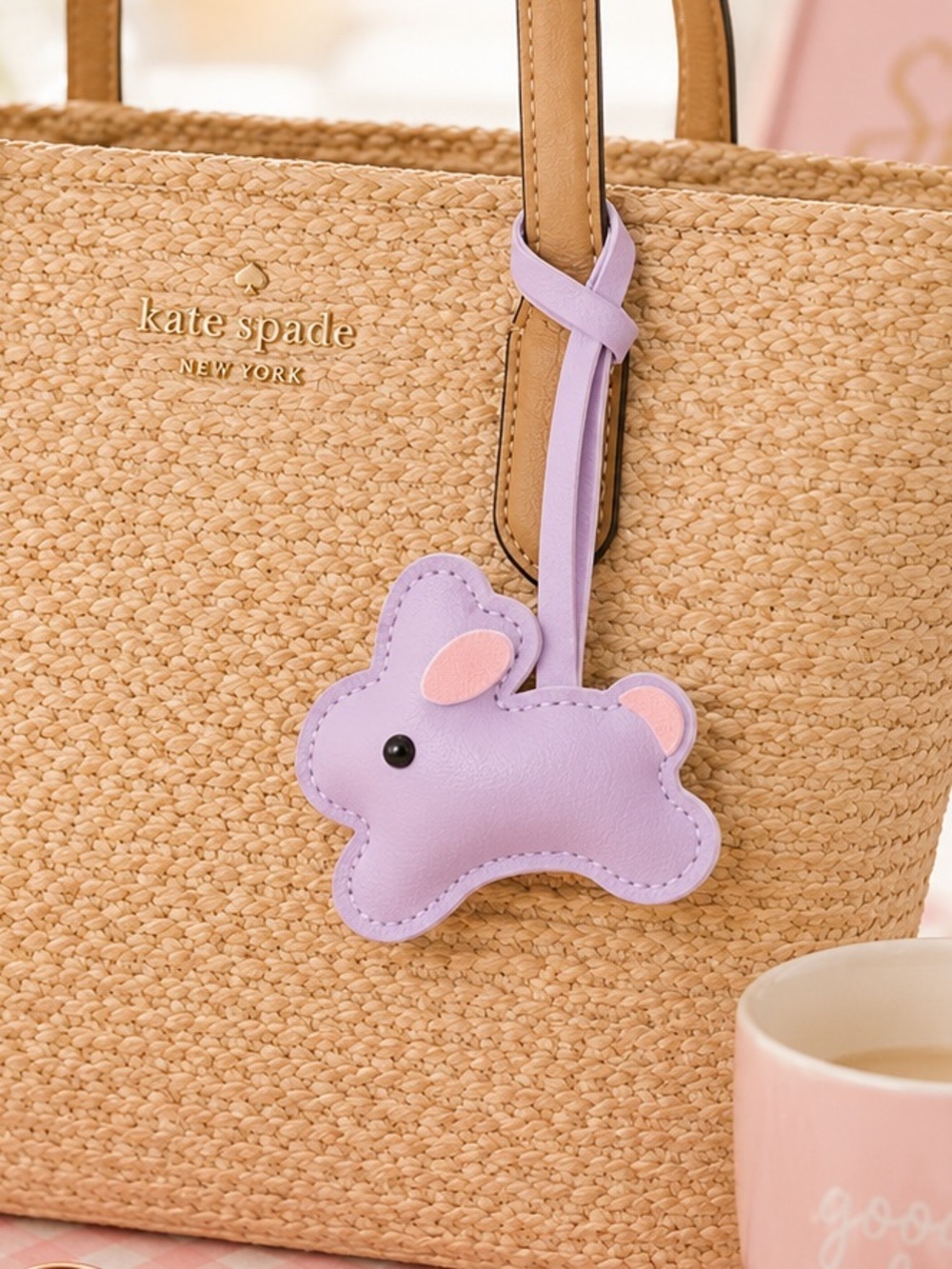 Cute Lavender Bunny Purse Charm | Faux Leather Bag Charm Keychain